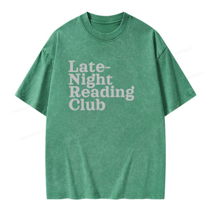 Pagewings Late-Night Reading Club Unisex Washed T-shirt
