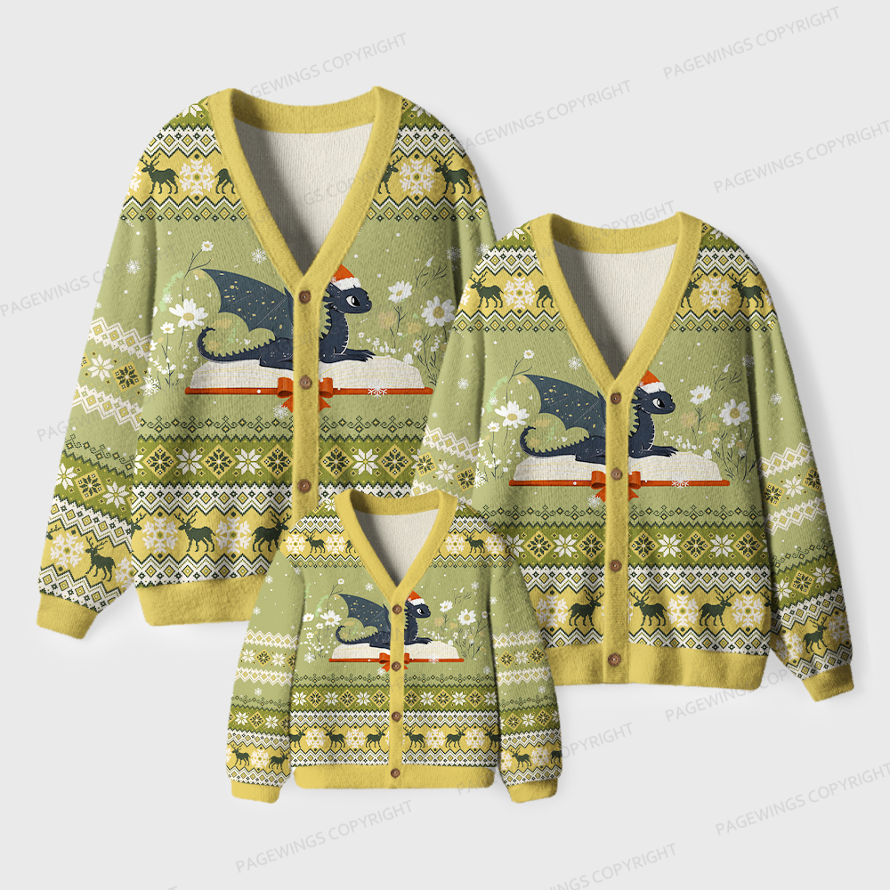 Pagewings Book Dragon Unisex Ugly Cardigan Sweaters