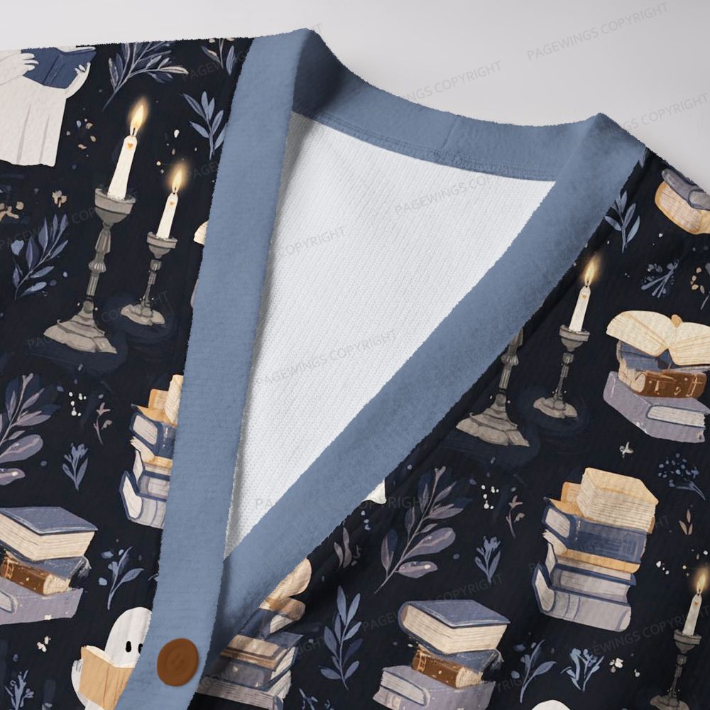 Pagewings Ghost Reading  Unisex Ugly Cardigan Sweaters