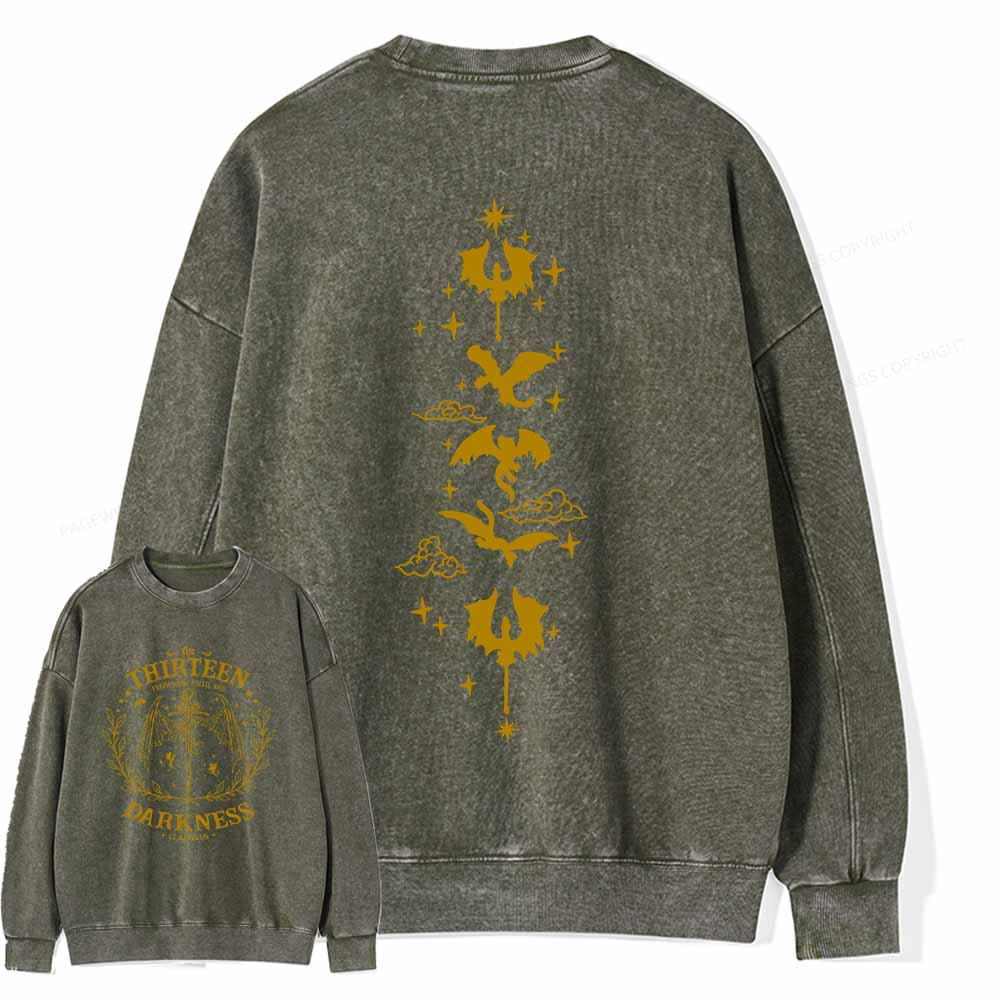 Pagewings The Thirteen Throne Of Glass Embroidered Unisex Washed Sweatshirt