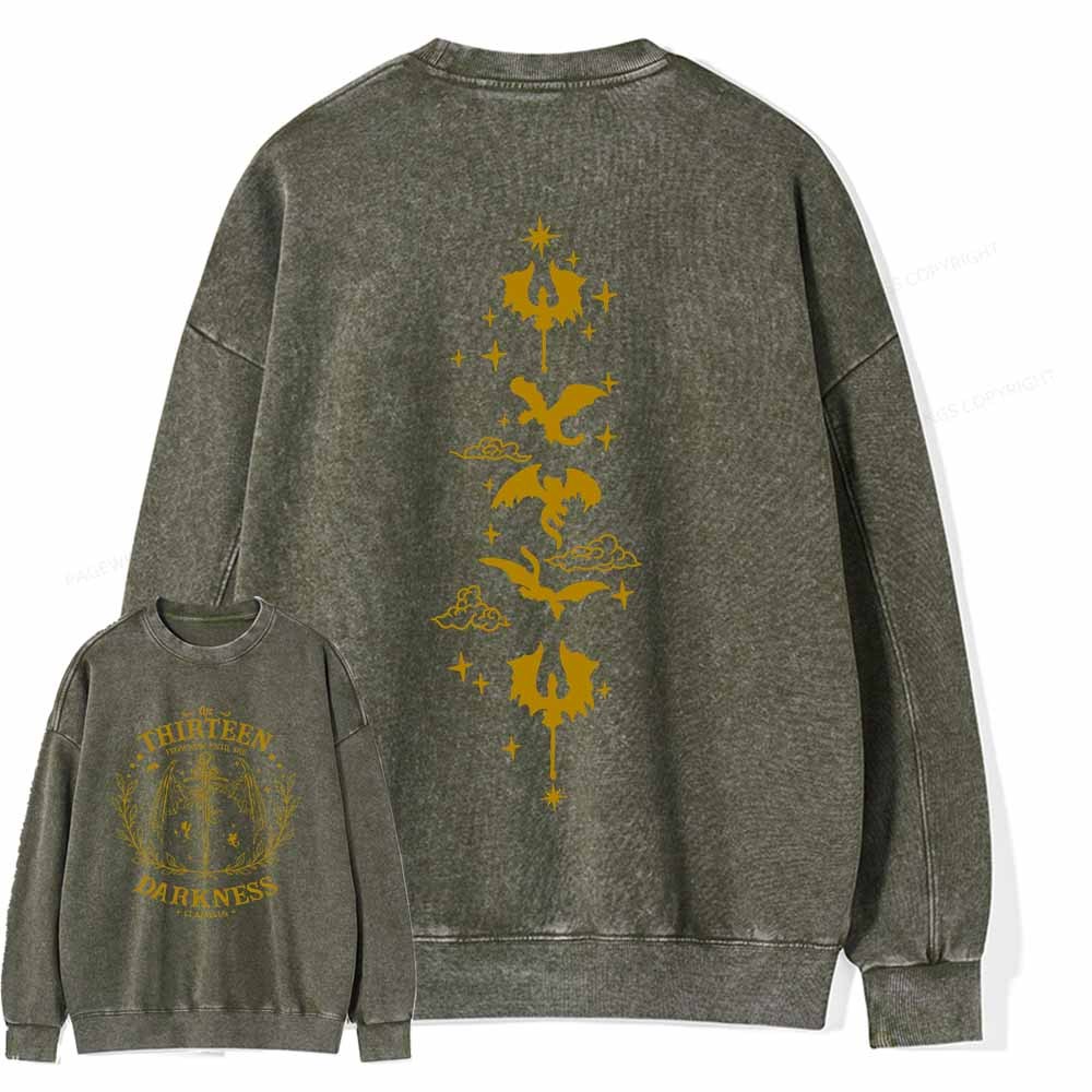 Pagewings The Thirteen Throne Of Glass Embroidered Unisex Washed Sweatshirt