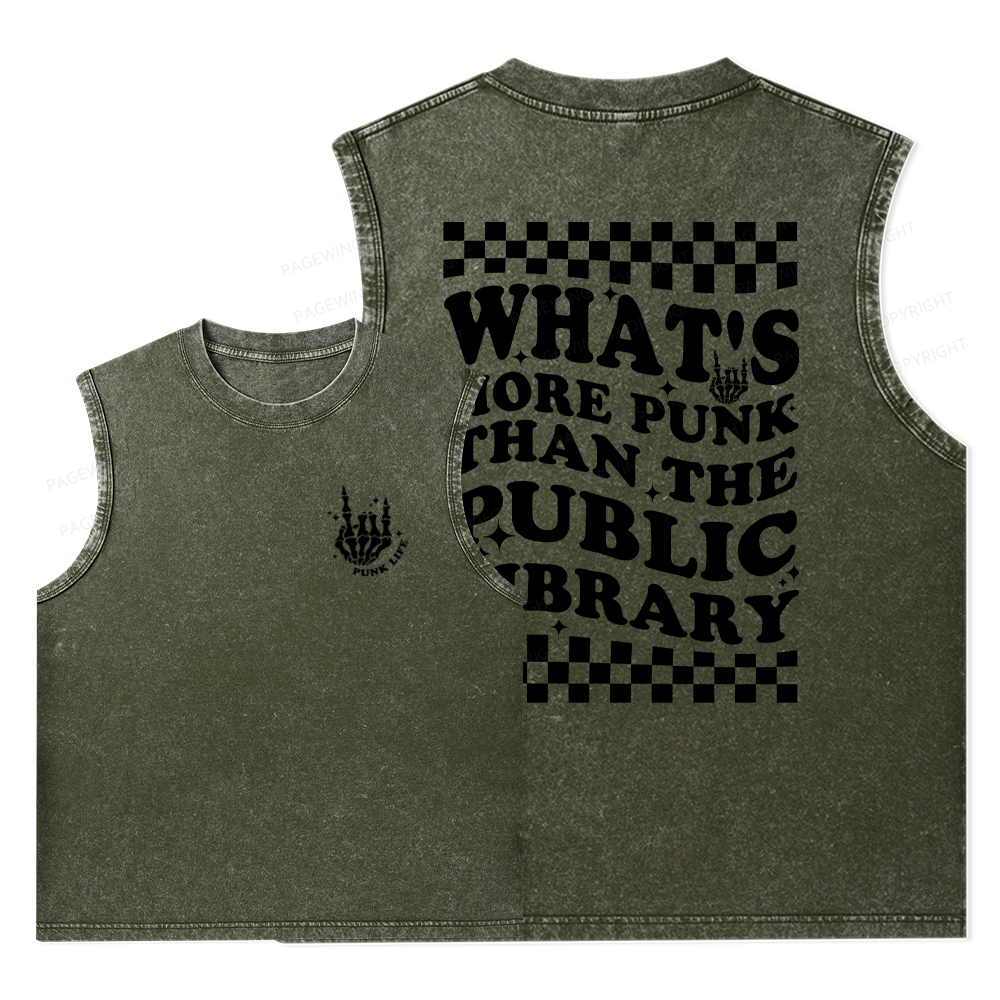 Pagewings punk the public library Unisex Washed Tank Top