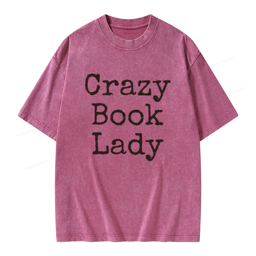 Pagewings Crazy Book Lady Unisex Washed T-shirt