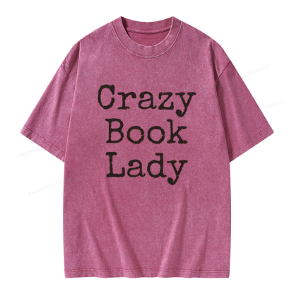 Pagewings Crazy Book Lady Unisex Washed T-shirt
