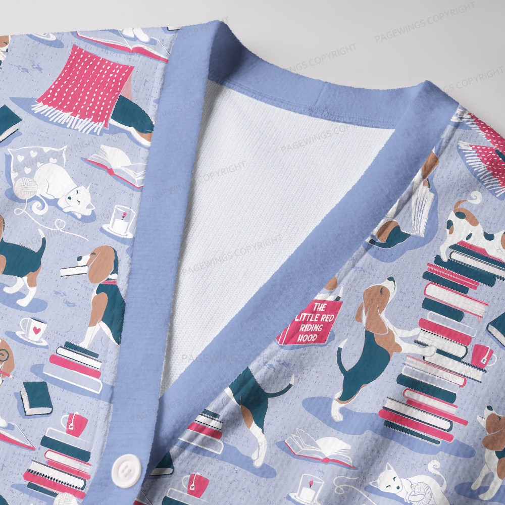 Pagewings Easily Distracted By Dogs And Books Unisex Ugly Cardigan Sweaters