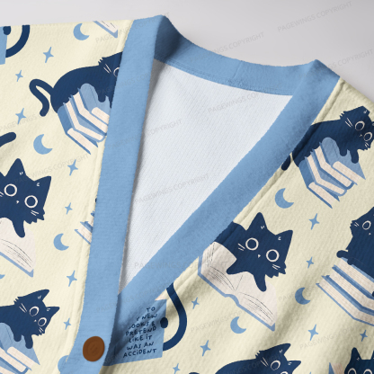 Pagewings  Just A Cat Who Loves Reading Books Unisex Ugly Cardigan Sweaters