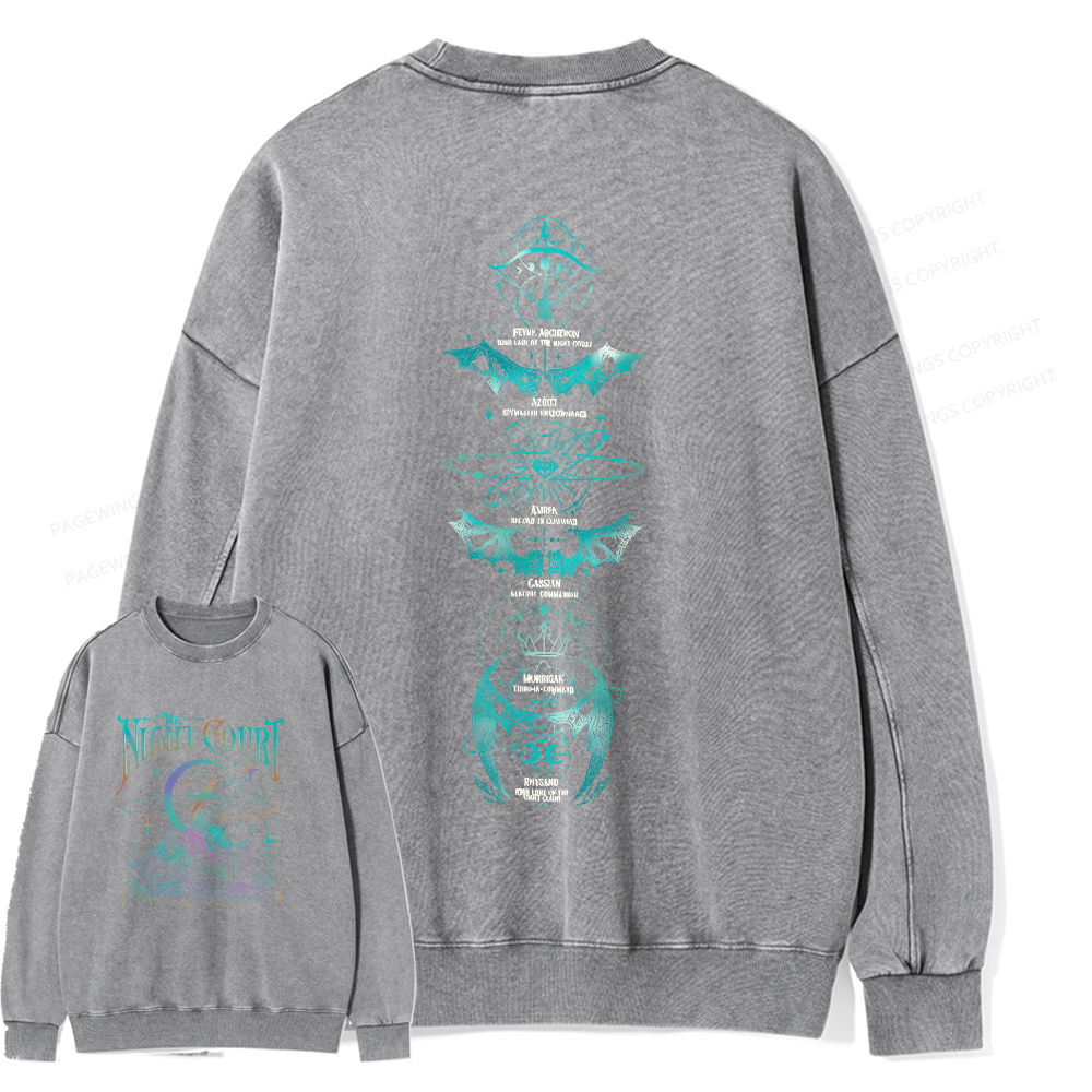Pagewings The Night Court  Unisex Washed Sweatshirt