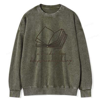 Pagewings A Book A Day Keeps Reality Away Unisex Washed Sweatshirt