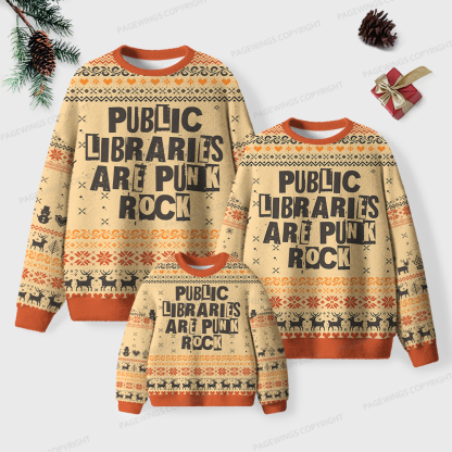 Pagewings Public Libraries Are Punk Rock Unisex Ugly Knit Sweatshirt