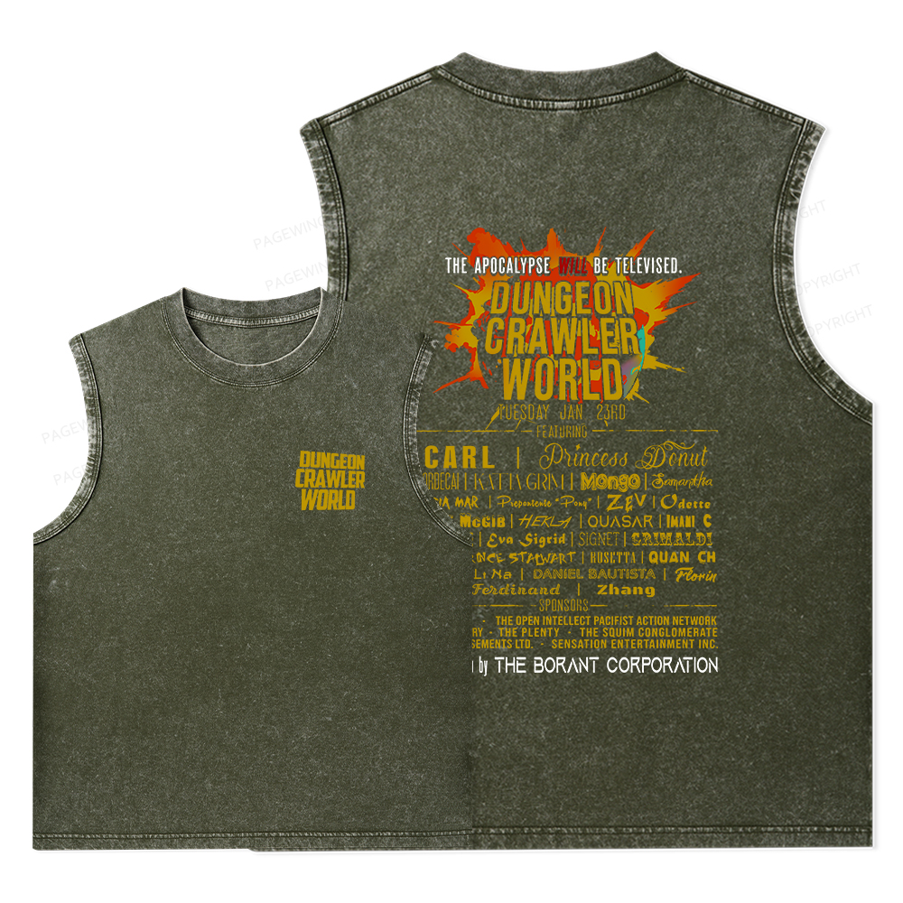 Pagewings Dungeon Crawler World Tour Unisex Washed Tank Top