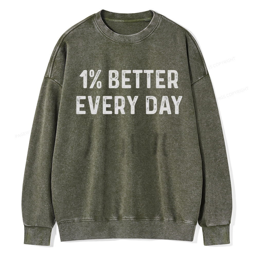 Pagewings 1% Better Every Day Unisex Washed Sweatshirt