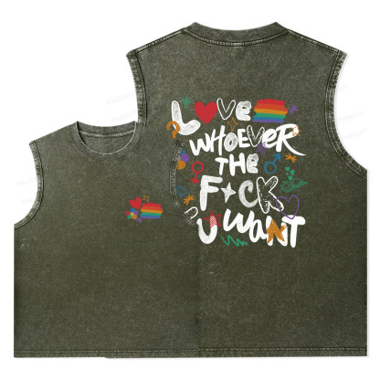 Pagewings Love Whoever The F*ck You Want Unisex Washed Tank Top