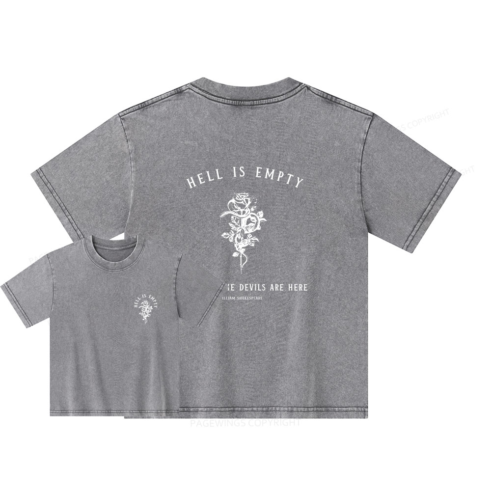 Pagewings Hell Is Empty And All The Devils Are Here Unisex Kids Washed T-shirt
