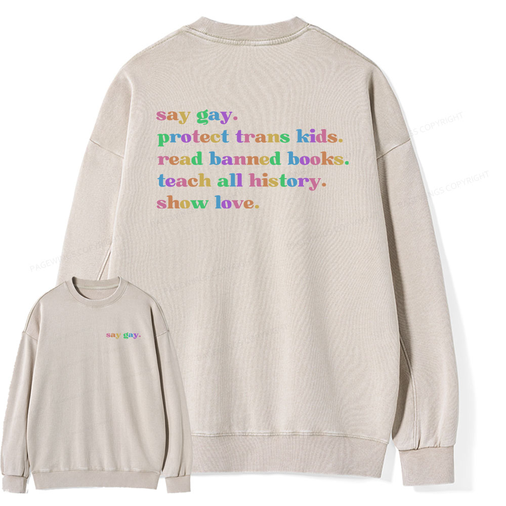 Pagewings Read Banned Books Unisex Washed Sweatshirt