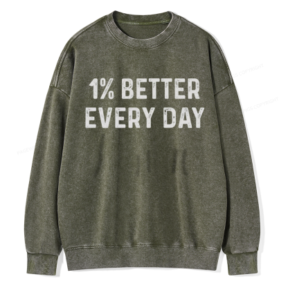 Pagewings 1% Better Every Day Unisex Washed Sweatshirt