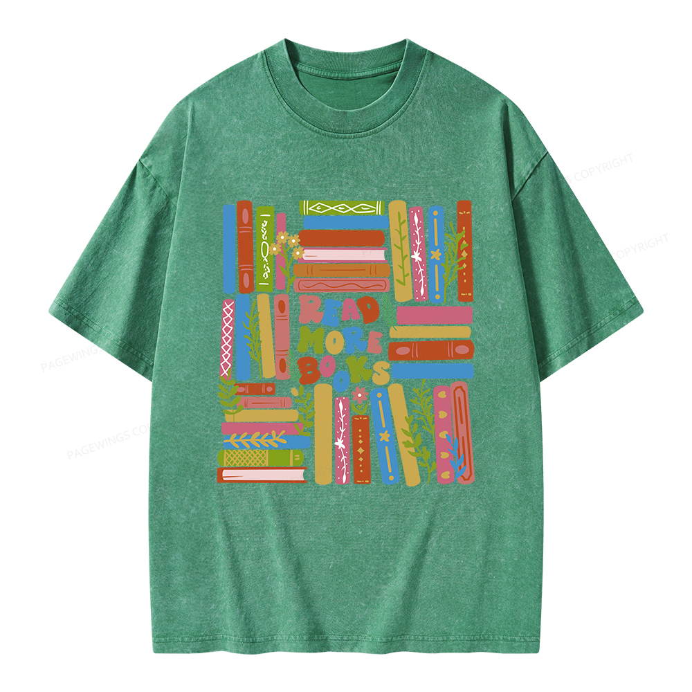 Pagewings Read More Books Unisex Washed T-shirt