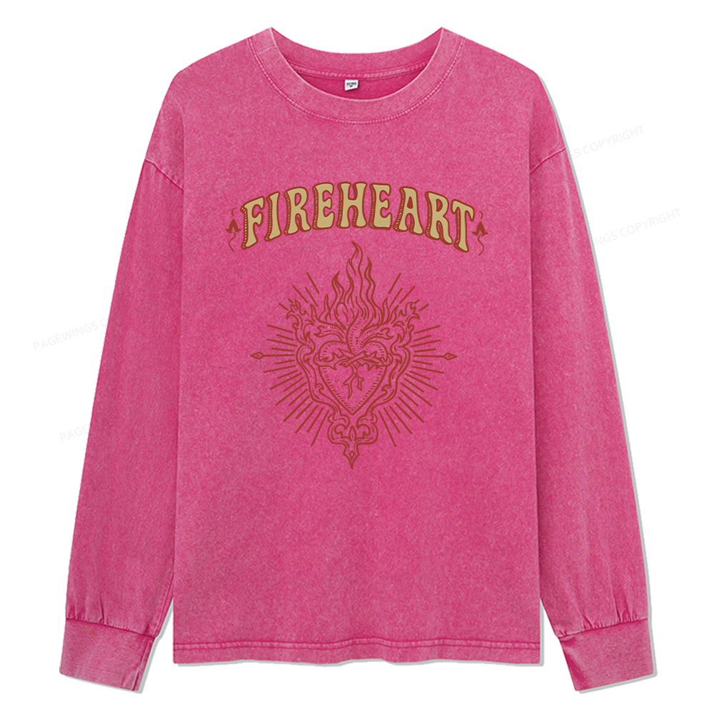 Pagewings Fireheart Unisex Washed Long Sleeve T-shirt