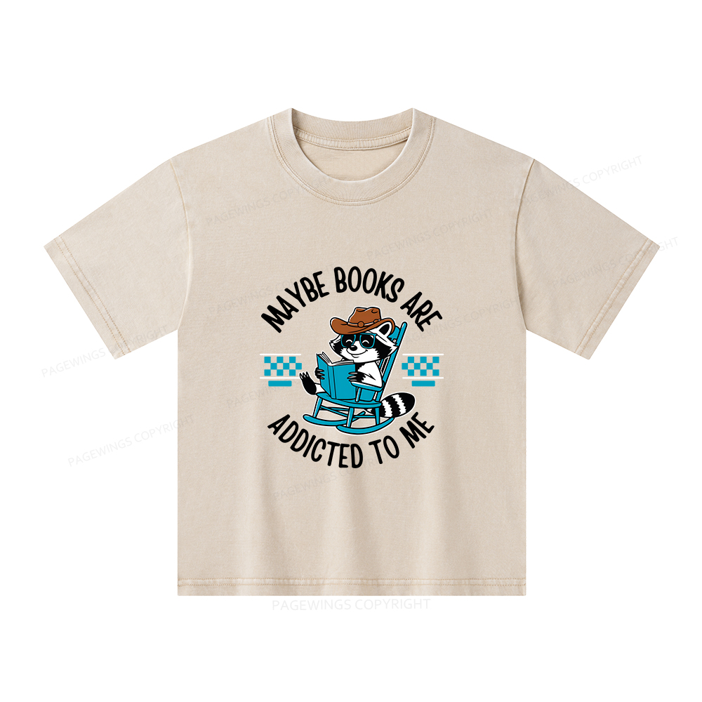 Pagewings Books Are Addicted To Me Unisex Kids Washed T-shirt