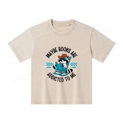 Pagewings Books Are Addicted To Me Unisex Kids Washed T-shirt