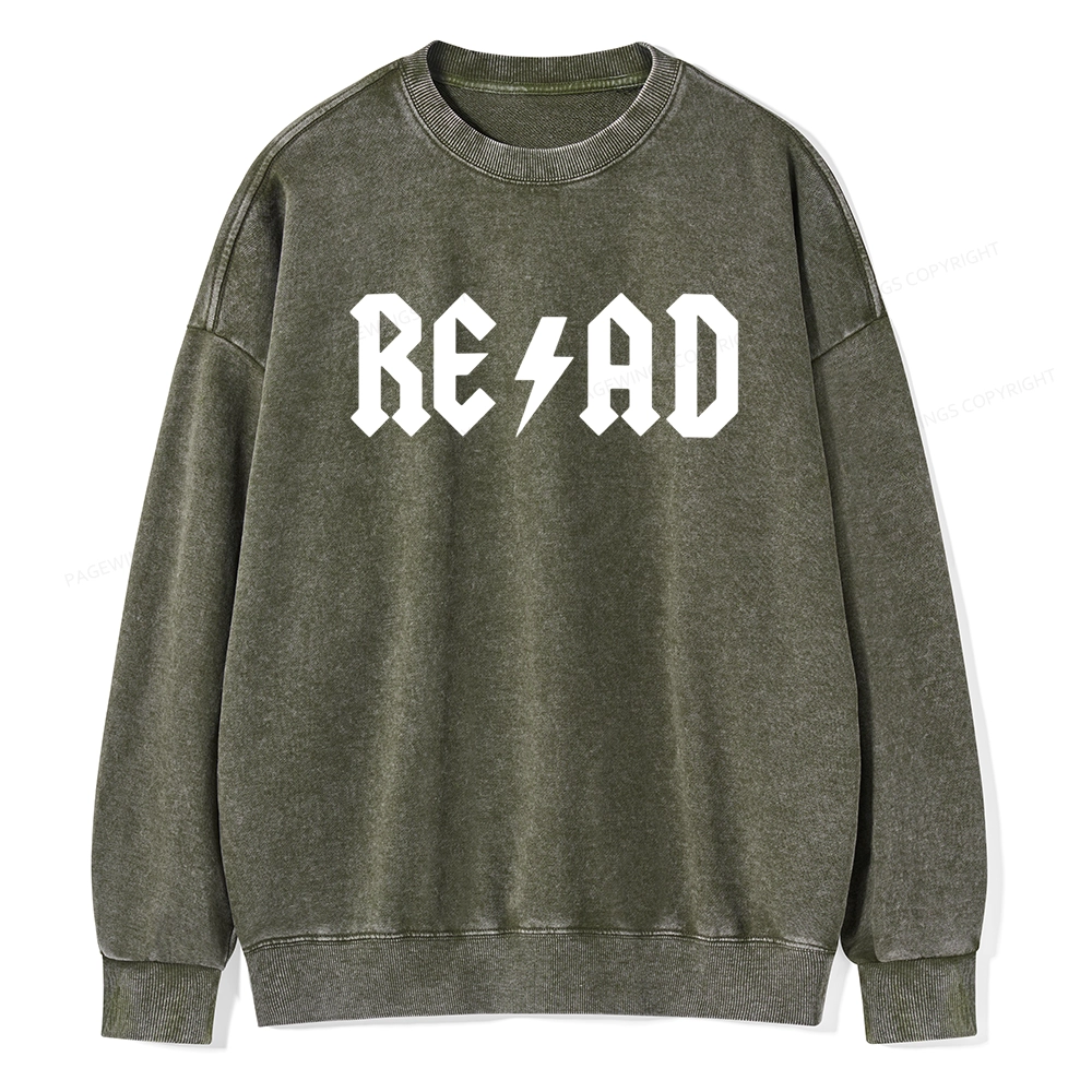 Pagewings Read Back In The Library "rock And Roll" Unisex Washed Sweatshirt