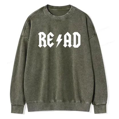 Pagewings Read Back In The Library "rock And Roll" Unisex Washed Sweatshirt