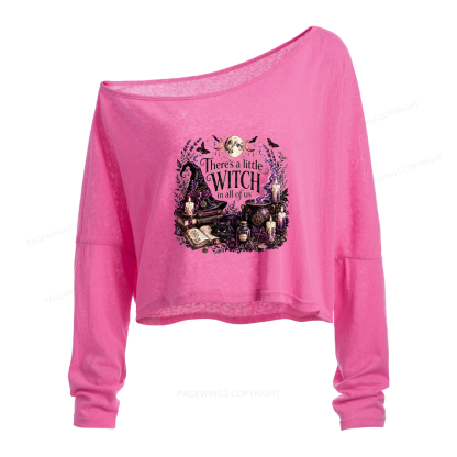 Pagewings Mystical Witchy Slouchy Long Sleeve Off Shoulder T-shirt