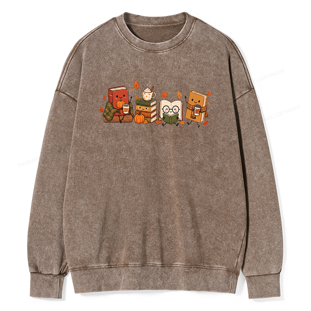 Pagewings Cozy Book Lover Unisex Washed Sweatshirt