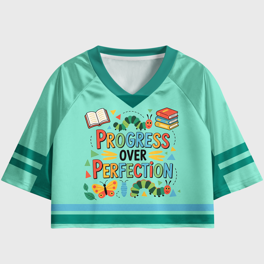 Pagewings Progress Over Perfection Women's Cropped Jersey