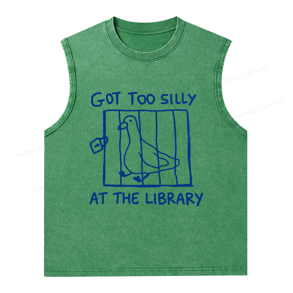 Pagewings Got Too Silly At The Library Unisex Washed Tank Top
