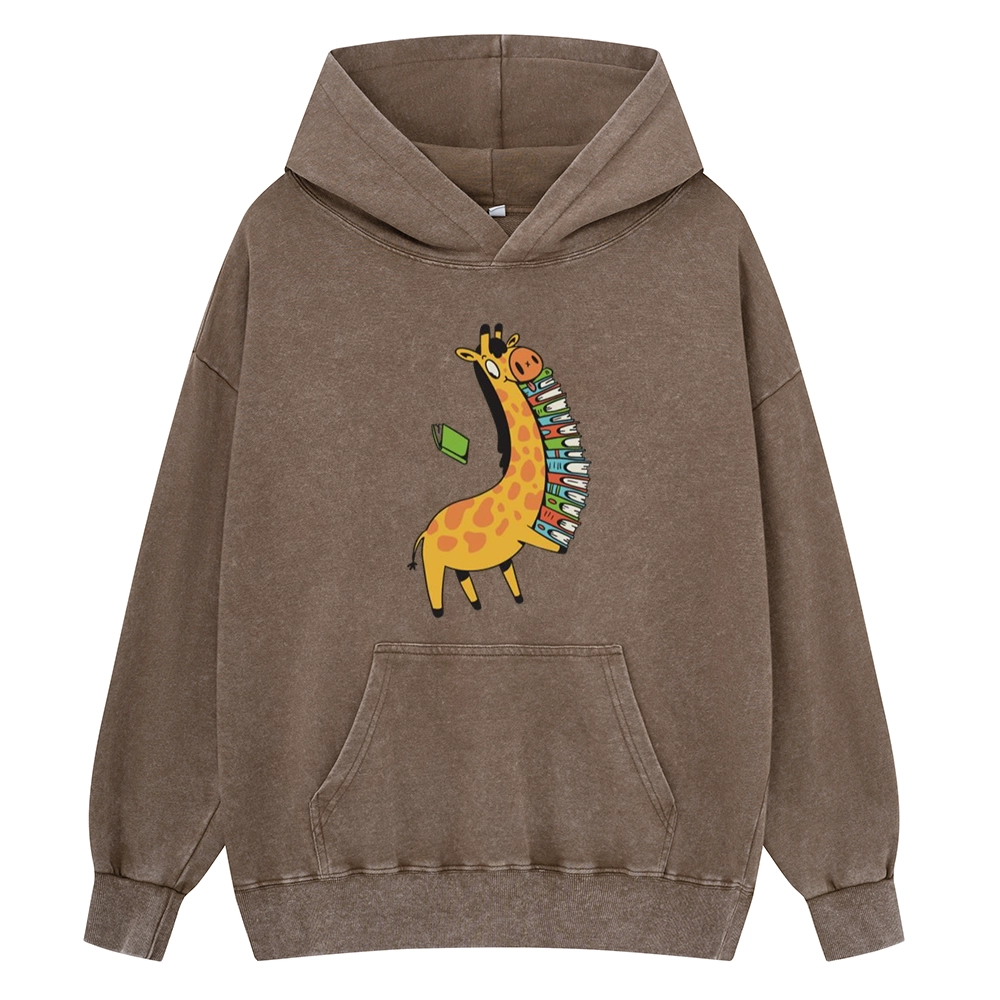 Pagewings Book Giraff Unisex Washed Hoodie