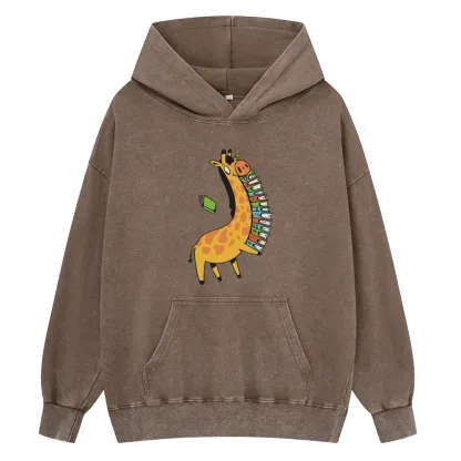 Pagewings Book Giraff Unisex Washed Hoodie