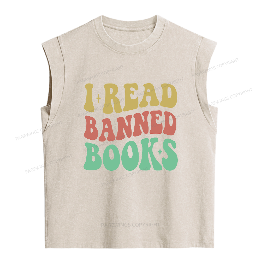 Pagewings I Read Banned Books Women's Washed Tank Top