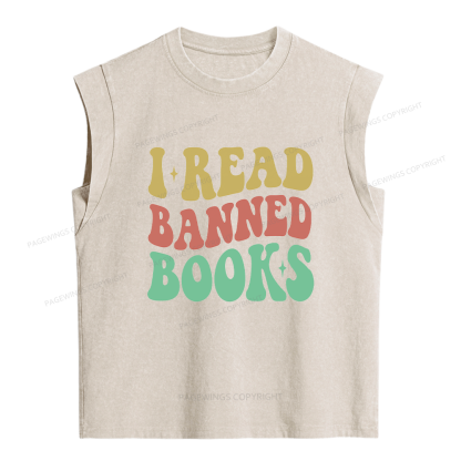 Pagewings I Read Banned Books Women's Washed Tank Top