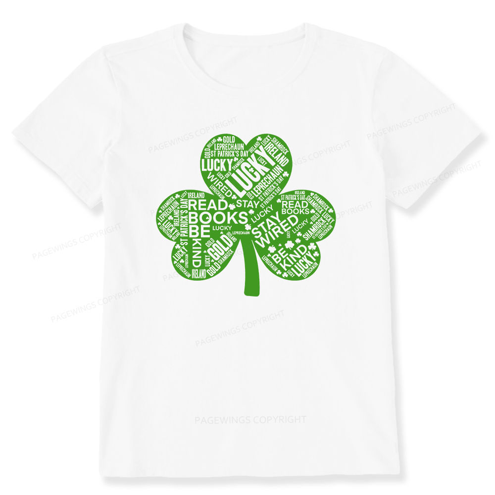 Pagewings St Patricks Day Shirt Lucky Reading Shirt Unisex Classic T-s