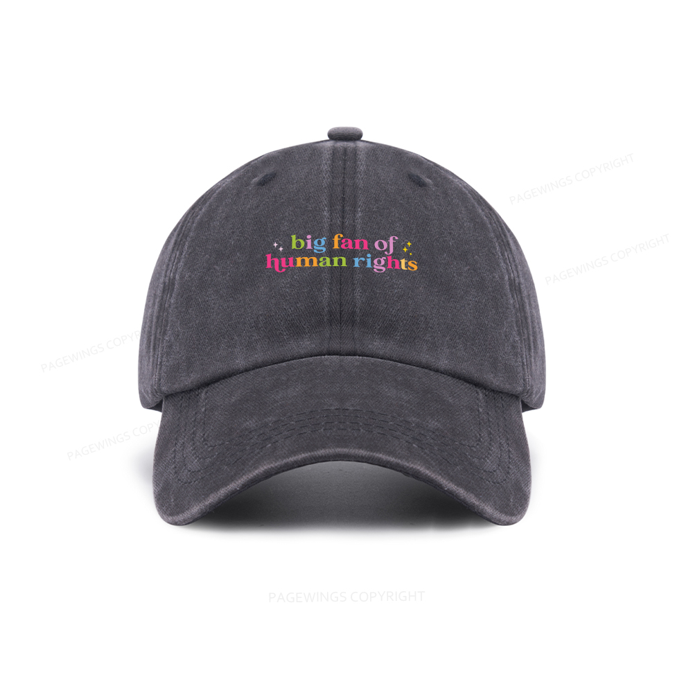 Pagewings Big Fan Of Human Rights Washed Cap
