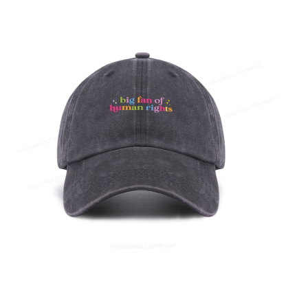 Pagewings Big Fan Of Human Rights Washed Cap