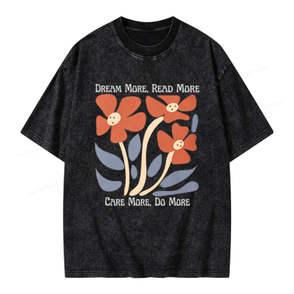 Pagewings Dream More Read More Unisex Washed T-shirt