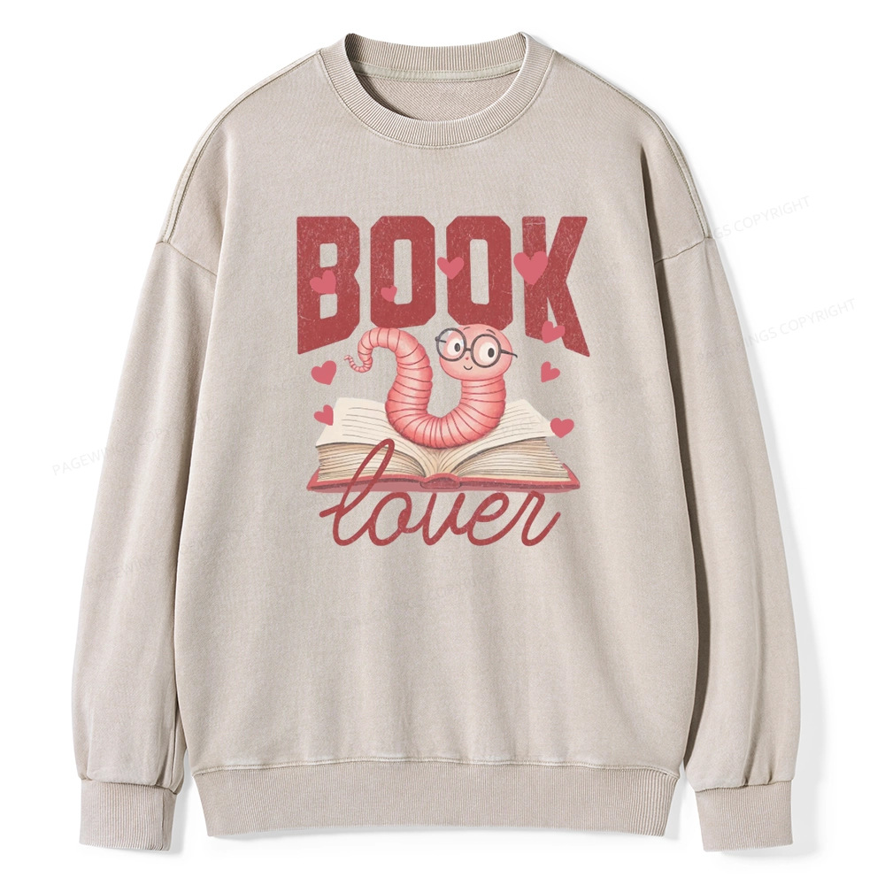 Pagewings Bookish Valentine's Day Gift for Her Unisex Washed Sweatshirt