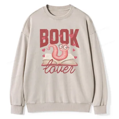 Pagewings Bookish Valentine's Day Gift for Her Unisex Washed Sweatshirt