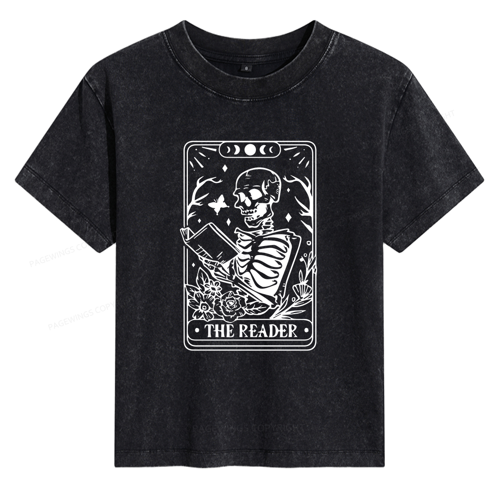 Pagewings Halloween The Reader Tarot Card Women's Washed T-shirt