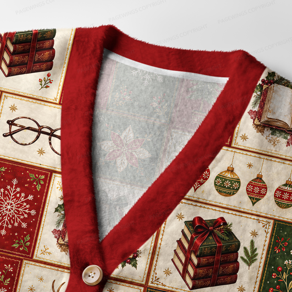 Pagewings Christmas Book Light Knit Unisex Cardigan Sweaters