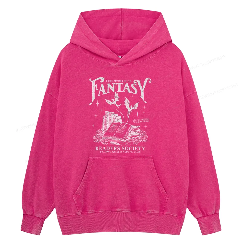 Pagewings  Fantasy Readers Society Unisex Washed Hoodie