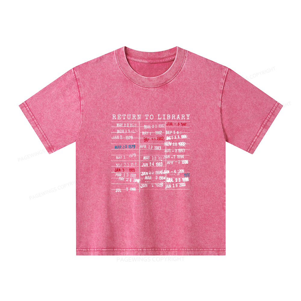 Pagewings Return To Library Unisex Kids Washed T-shirt