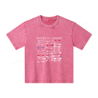 Pagewings Return To Library Unisex Kids Washed T-shirt