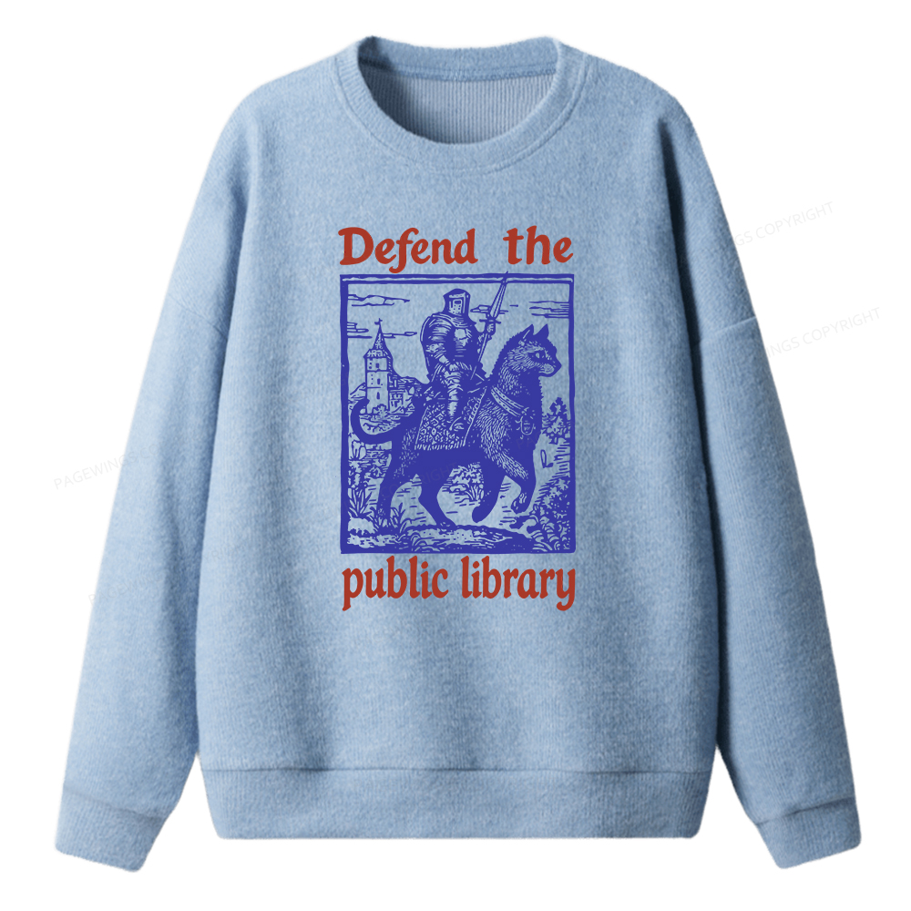 Pagewings Defend the Public Library Unisex Knit Sweatshirt