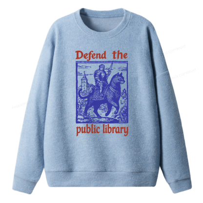 Pagewings Defend the Public Library Unisex Knit Sweatshirt