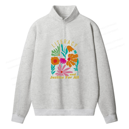Pagewings Literacy And Justice Unisex Half Zip Fleece Sweatshirt 