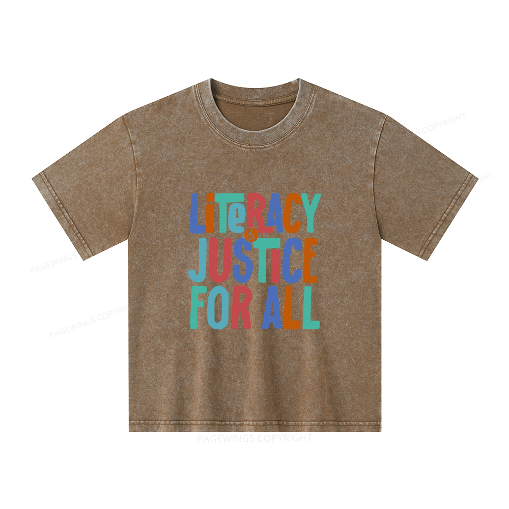 Pagewings Reading Shirt, Book Club Shirt Unisex Kids Washed T-shirt