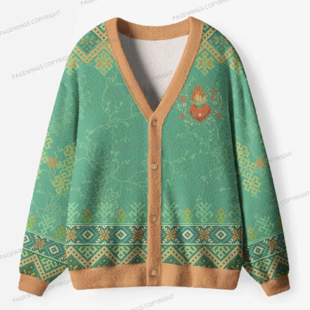 Pagewings Fireheart Unisex Ugly Cardigan Sweaters