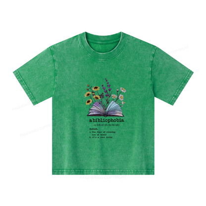 Pagewings Bibliophile Reading Unisex Kids Washed T-shirt